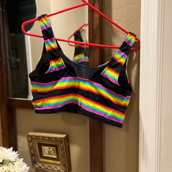 Torrid BLACK RAINBOW STRIPE WIRELESS SWIM TOP - Picture 3 of 6